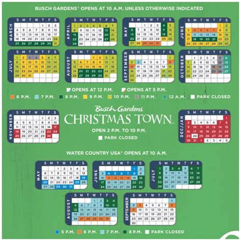 Busch Gardens Williamsburg Calendar 2023